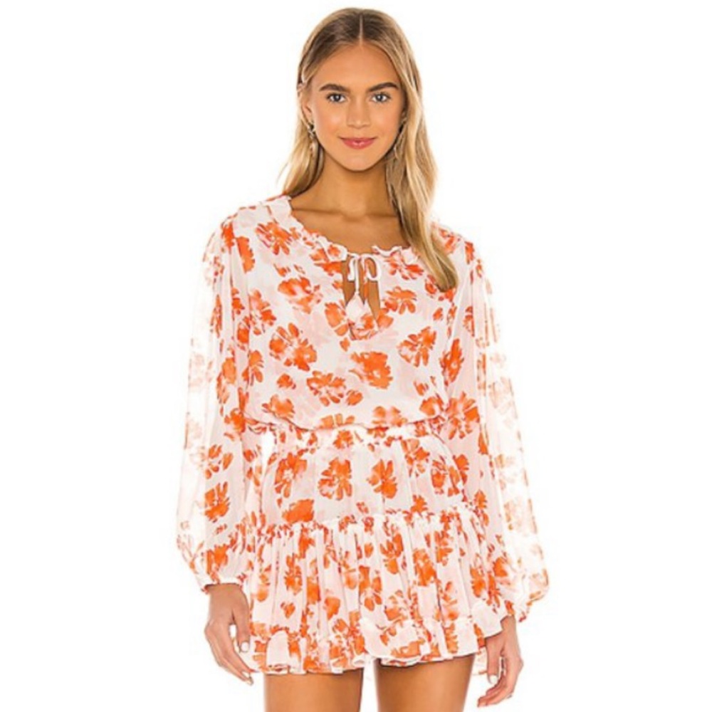 Misa Lorena Dress in White/Orange Tie Dye size M